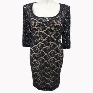 Torrid 3 Black Lace Stretchy Bodycon Open Back Dress Size 22/24